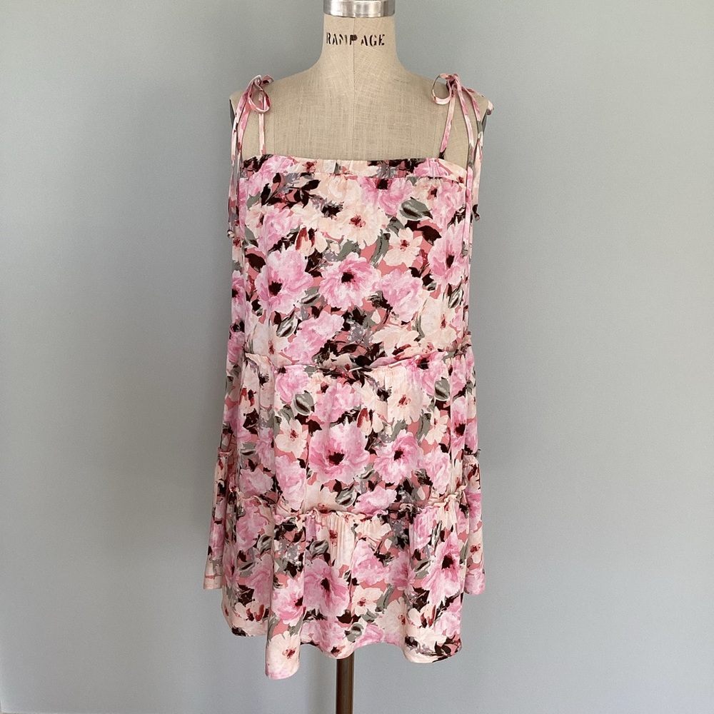 As u Wish Floral Pink Sleeveless Dress Size Large